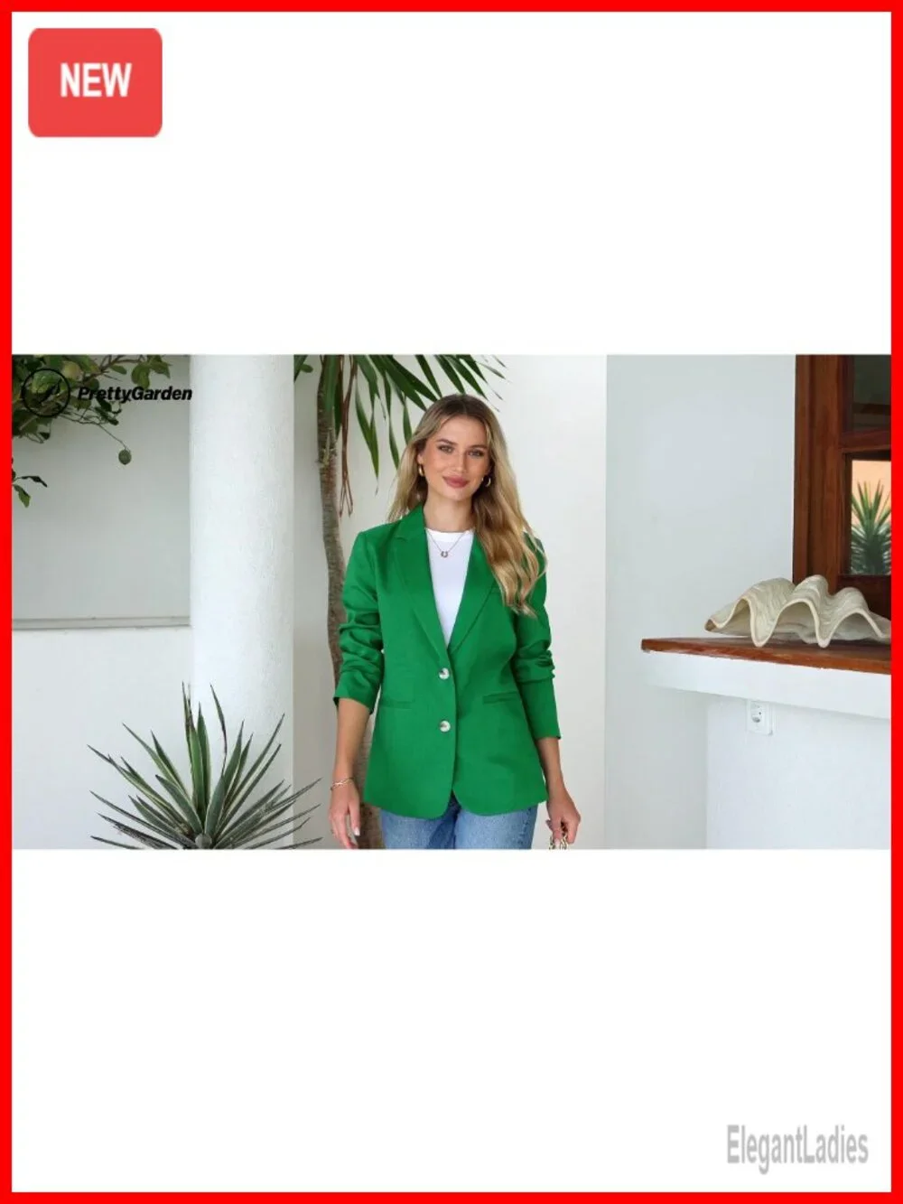 Women's Long Sleeve Notch Lapel Blazer with Pockets Business Casual Suit Jacket